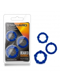 Набор из 3 синих эрекционных колец Stay Hard Beaded Cockrings - Blush Novelties - в Магнитогорске купить с доставкой