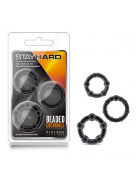Набор из 3 чёрных эрекционных колец Stay Hard Beaded Cockrings - Blush Novelties - в Магнитогорске купить с доставкой