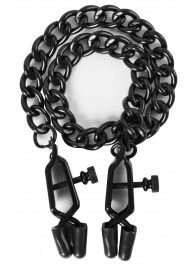 Чёрные зажимы на соски Alabama Crossover Nipple Clamps с цепью - Blush Novelties