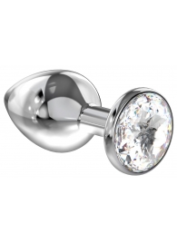 Большая серебристая анальная пробка Diamond Clear Sparkle Large с прозрачным кристаллом - 8 см. - Lola Games - купить с доставкой в Магнитогорске