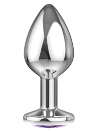 Малая серебристая анальная пробка Diamond Purple Sparkle Small с фиолетовым кристаллом - 7 см. - Lola Games - купить с доставкой в Магнитогорске