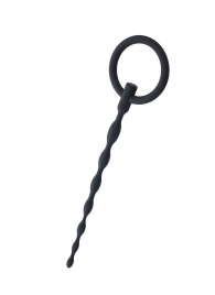 Чёрный уретральный плаг с кольцом - ToyFa - купить с доставкой в Магнитогорске