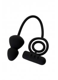 Чёрное эрекционное кольцо с вибростимулятором и анальным хвостом - Erotist Adult Toys - в Магнитогорске купить с доставкой