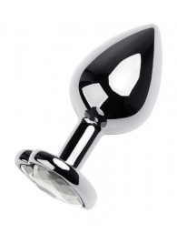 Серебристая анальная пробка с прозрачным кристаллом-сердцем - 8 см. - ToyFa - купить с доставкой в Магнитогорске