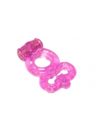 Розовое эрекционное кольцо Rings Treadle с подхватом - Lola Games - в Магнитогорске купить с доставкой