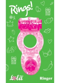 Розовое эрекционное кольцо с вибрацией Rings Ringer - Lola Games - в Магнитогорске купить с доставкой