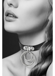 Черный чокер с двумя кольцами - Bijoux Pour Toi - купить с доставкой в Магнитогорске