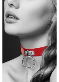 Красный узенький чокер с кольцом - Bijoux Pour Toi - купить с доставкой в Магнитогорске