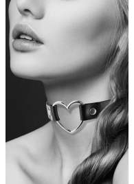 Чёрный чокер с кольцом в форме сердца - Bijoux Pour Toi - купить с доставкой в Магнитогорске