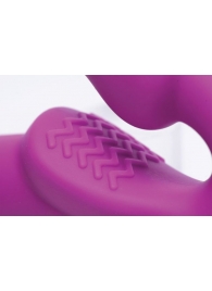 Ярко-розовый безремневой вибрострапон Evoke Vibrating Strapless Silicone Strap-on Dildo - XR Brands - купить с доставкой в Магнитогорске