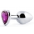 Серебристая анальная пробка с фиолетовым кристаллом-сердечком - 8 см. - Anal Jewelry Plug - купить с доставкой в Магнитогорске