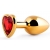 Золотистая анальная пробка с красным стразом-сердечком - 8 см. - Anal Jewelry Plug - купить с доставкой в Магнитогорске