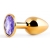Золотистая анальная пробка с фиолетовым стразом - 7,2 см. - Anal Jewelry Plug - купить с доставкой в Магнитогорске