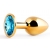 Золотистая анальная пробка с голубым стразом - 7,2 см. - Anal Jewelry Plug - купить с доставкой в Магнитогорске