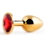 Золотистая анальная пробка с красным стразом - 7,2 см. - Anal Jewelry Plug - купить с доставкой в Магнитогорске
