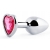 Серебристая анальная пробка с розовым кристаллом-сердечком - 7 см. - Anal Jewelry Plug - купить с доставкой в Магнитогорске