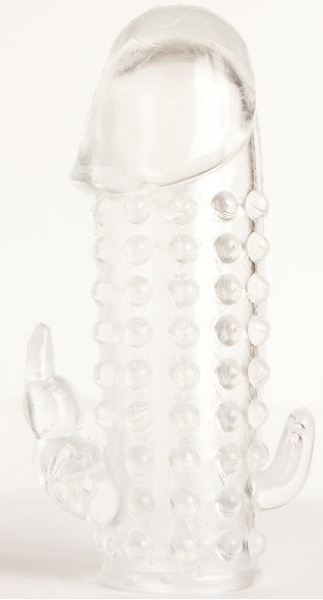 Гелевая прозрачная насадка с 2 отростками - 13 см. - Toyfa Basic - в Магнитогорске купить с доставкой