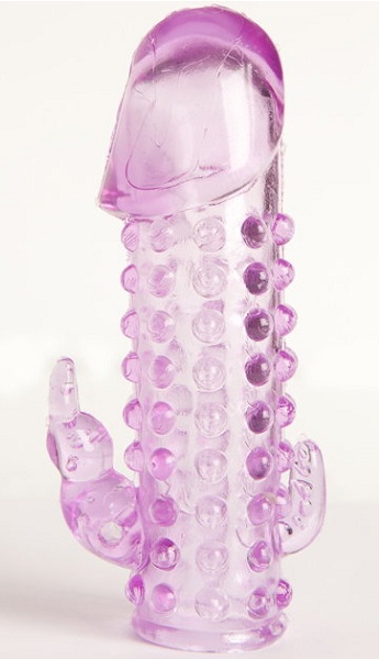 Закрытая фиолетовая насадка с 2 отростками - 13 см. - Toyfa Basic - в Магнитогорске купить с доставкой