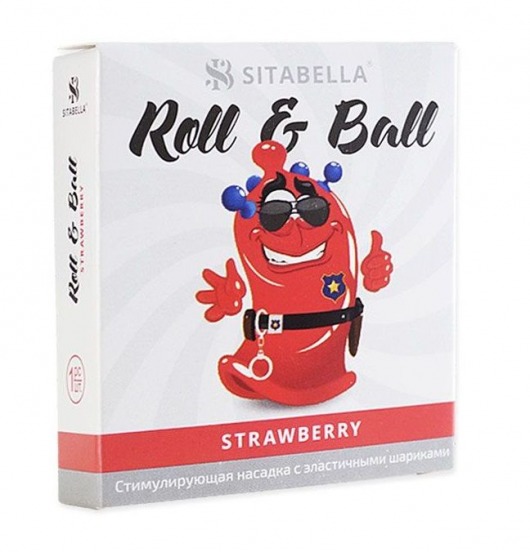 Стимулирующий презерватив-насадка Roll   Ball Strawberry - Sitabella - купить с доставкой в Магнитогорске