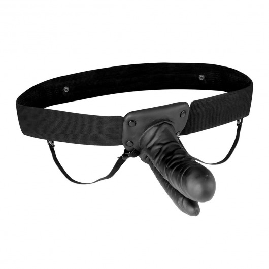 Полый страпон с двумя отростками и вибрацией Unisex Vibrating Hollow Strap-On Double Penetrating Dildo - 17,8 см. - Lux Fetish - купить с доставкой в Магнитогорске