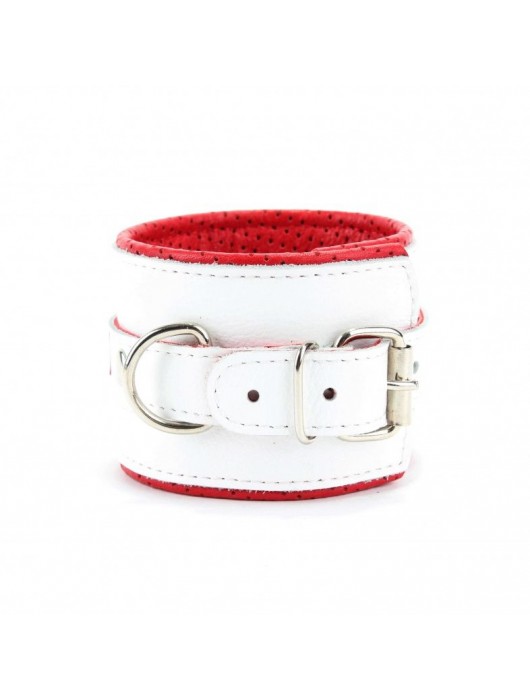 Бело-красные кожаные наручники для медсестры - БДСМ Арсенал - купить с доставкой в Магнитогорске