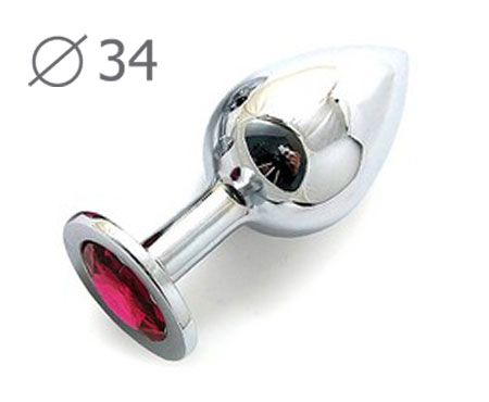 Коническая серебристая анальная втулка с малиновым кристаллом - 8,2 см. - Anal Jewelry Plug - купить с доставкой в Магнитогорске