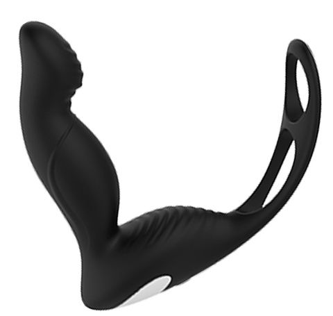 Черный вибромассажер простаты P-PLEASER W ERECTION ENHANCE - Dream Toys - в Магнитогорске купить с доставкой