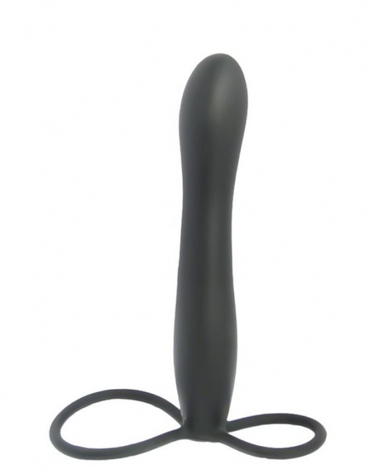 Черная насадка на пенис для двойной стимуляции Mojo BlackJack - 15 см. - Seven Creations - в Магнитогорске купить с доставкой