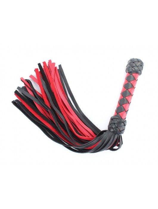 Черно-красная клеть с плетеной ручкой с ромбовидным узором - 45 см. - БДСМ Арсенал - купить с доставкой в Магнитогорске