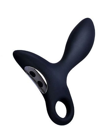 Черный силиконовый анальный вибромассажер Erokey с колечком-ограничителем - Erokay - в Магнитогорске купить с доставкой