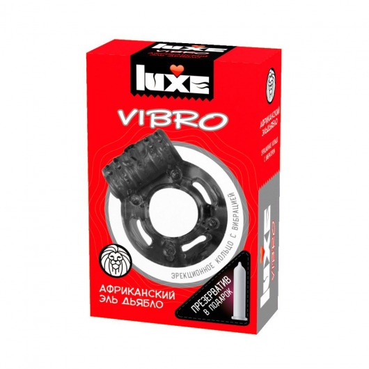 Чёрное эрекционное виброкольцо Luxe VIBRO  Африканский Эль Дьябло  + презерватив - Luxe - в Магнитогорске купить с доставкой