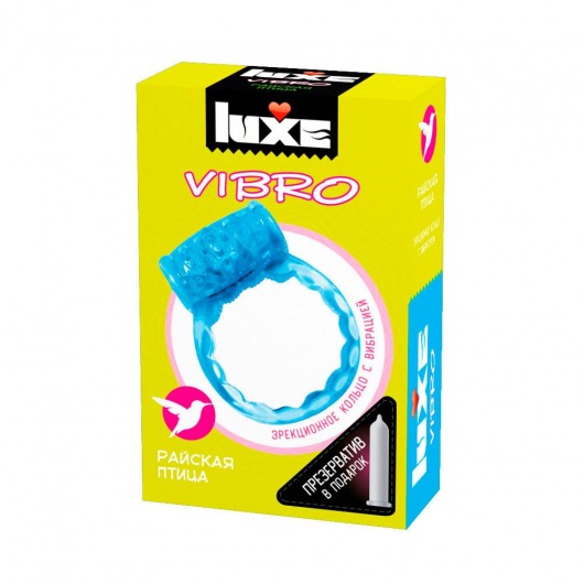 Голубое эрекционное виброкольцо Luxe VIBRO  Райская птица  + презерватив - Luxe - в Магнитогорске купить с доставкой