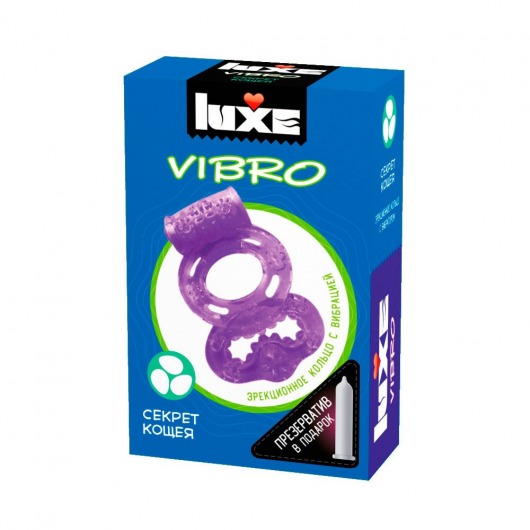 Фиолетовое эрекционное виброкольцо Luxe VIBRO  Секрет Кощея  + презерватив - Luxe - в Магнитогорске купить с доставкой