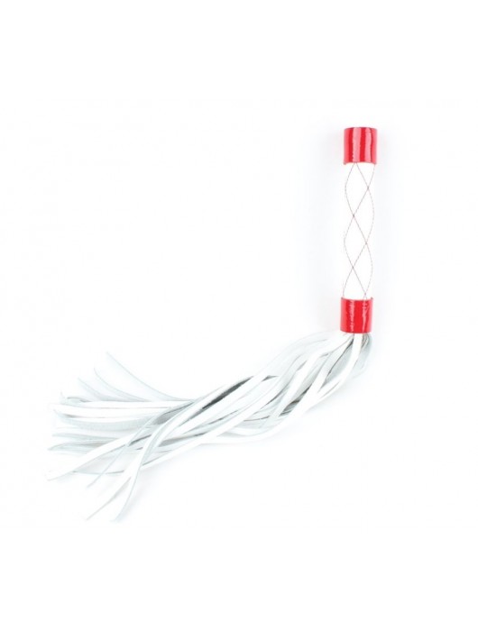 Бело-красная плеть средней длины с ручкой - 44 см. - БДСМ Арсенал - купить с доставкой в Магнитогорске