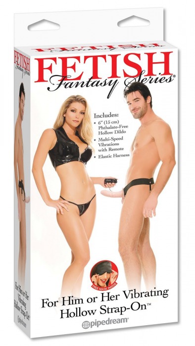 Полый страпон унисекс телесного цвета с вибрацией For Him or Her ​Vibrating Hollow Strap-On - 15 см. - Pipedream - купить с доставкой в Магнитогорске