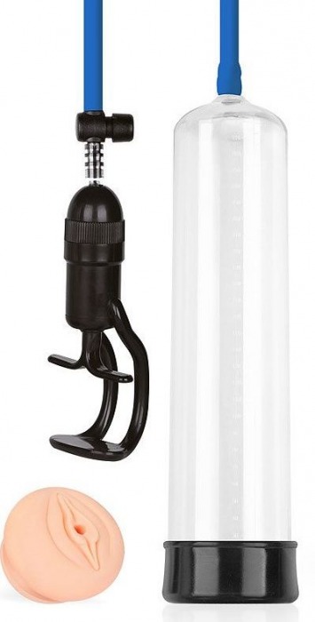 Прозрачная вакуумная помпа Sex Expert с насадкой-вагиной - Sex Expert - в Магнитогорске купить с доставкой