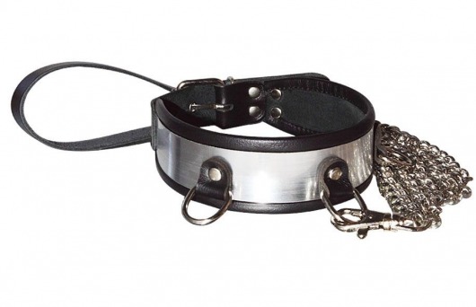 Стильный ошейник с металлическим блеском и поводком - Sitabella - купить с доставкой в Магнитогорске