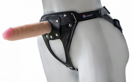 Черный пояс-трусики с насадкой  Soft-Принц  - 17 см. - LOVETOY (А-Полимер) - купить с доставкой в Магнитогорске