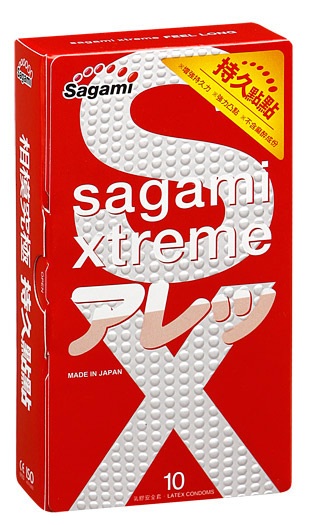 Утолщенные презервативы Sagami Xtreme Feel Long с точками - 10 шт. - Sagami - купить с доставкой в Магнитогорске