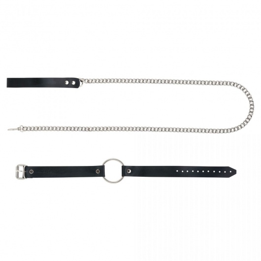 Черный поводок и чокер с кольцом Rada - Rebelts - купить с доставкой в Магнитогорске