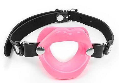 Розовый кляп-губки на черном ремешке - Notabu - купить с доставкой в Магнитогорске