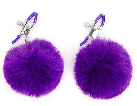 Зажимы для сосков с фиолетовым пушком - Notabu - купить с доставкой в Магнитогорске