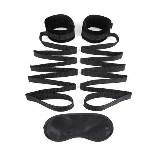 Чёрные манжеты для фиксации на кровати Bondage Bed Strap - Lux Fetish - купить с доставкой в Магнитогорске