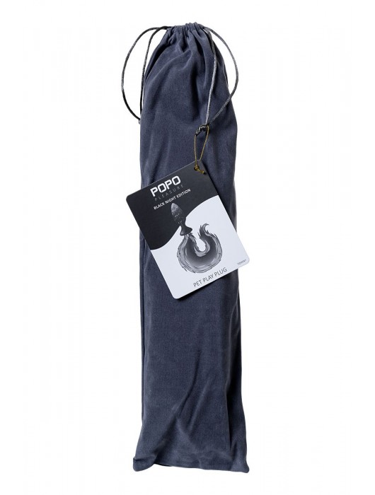 Черная анальная втулка с хвостом чернобурой лисы - размер М - POPO Pleasure