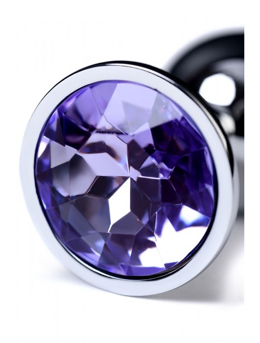 Серебристая конусовидная анальная пробка с фиолетовым кристаллом - 7 см. - ToyFa - купить с доставкой в Магнитогорске