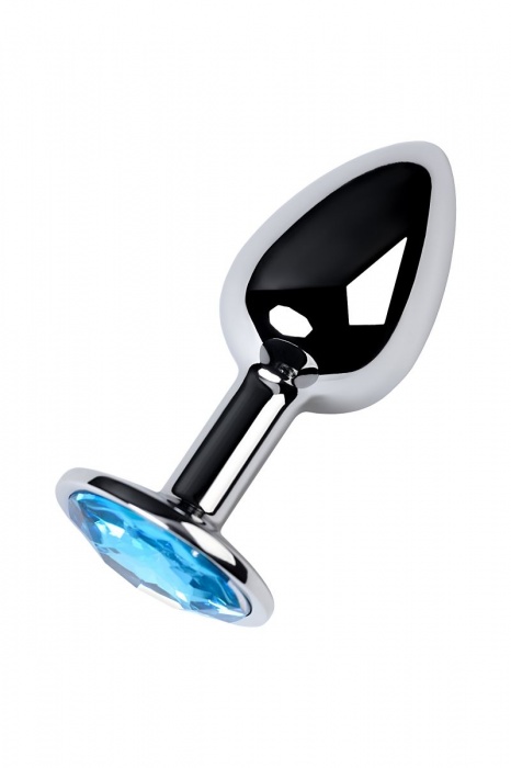 Серебристая конусовидная анальная пробка с голубым кристаллом - 7 см. - ToyFa - купить с доставкой в Магнитогорске