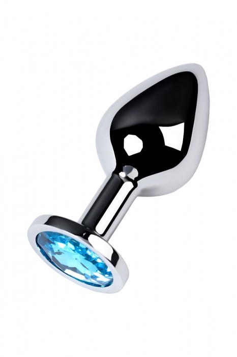 Серебристая конусовидная анальная пробка с голубым кристаллом - 8 см. - ToyFa - купить с доставкой в Магнитогорске