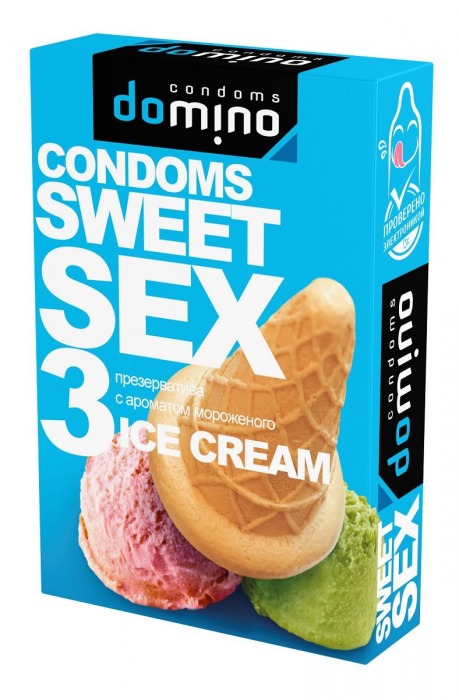 Презервативы для орального секса DOMINO Sweet Sex с ароматом мороженого - 3 шт. - Domino - купить с доставкой в Магнитогорске