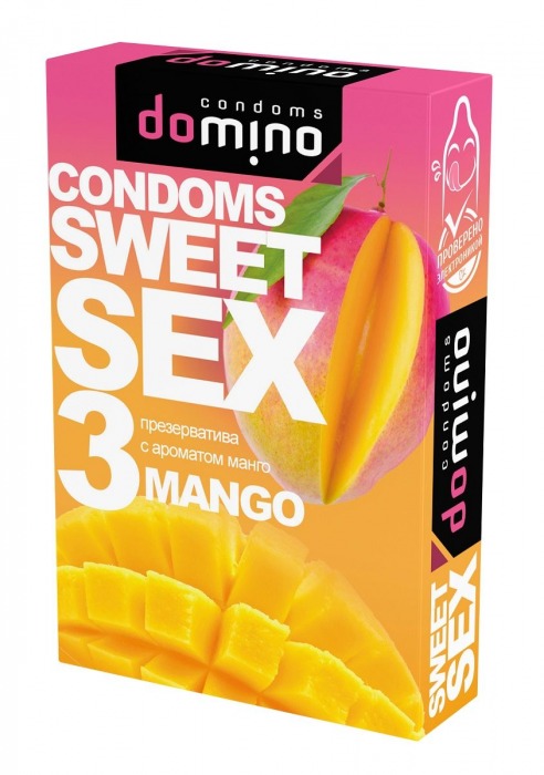 Презервативы для орального секса DOMINO Sweet Sex с ароматом манго - 3 шт. - Domino - купить с доставкой в Магнитогорске