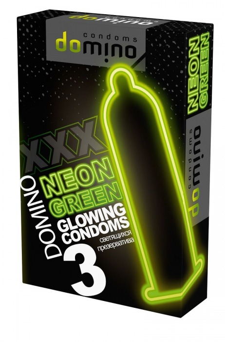 Презервативы DOMINO Neon Green со светящимся в темноте кончиком - 3 шт. - Domino - купить с доставкой в Магнитогорске